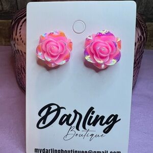 Pink Rose Earrings
